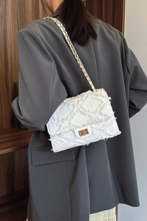 'Kehlani' Textured Denim Crossbody Bag - Celes Fashion